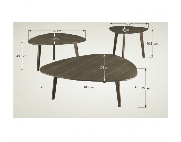 Konferenčný stolík (3 ks) Ladon - sivá / čierna