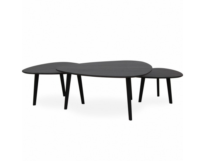 Konferenčný stolík (3 ks) Ladon - sivá / čierna