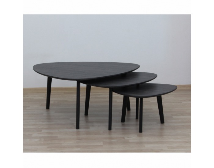 Konferenčný stolík (3 ks) Ladon - sivá / čierna