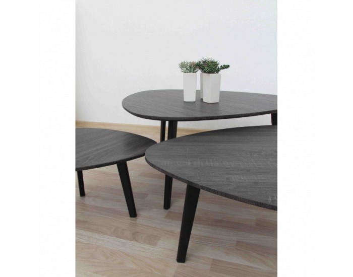 Konferenčný stolík (3 ks) Ladon - sivá / čierna