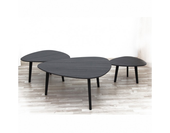 Konferenčný stolík (3 ks) Ladon - sivá / čierna