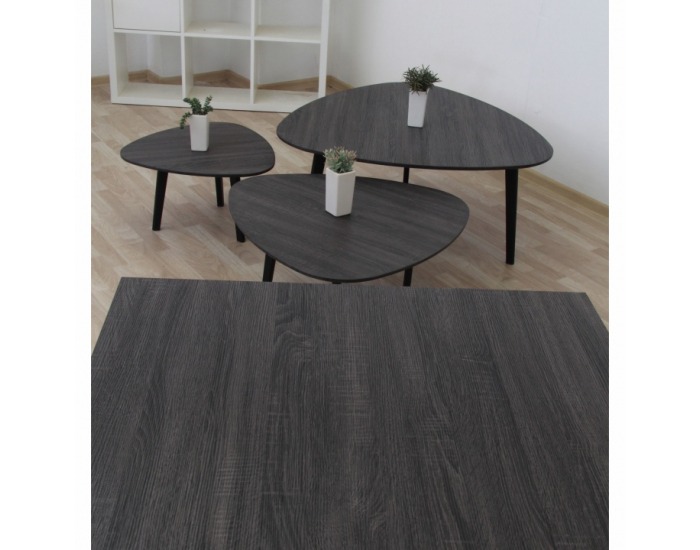 Konferenčný stolík (3 ks) Ladon - sivá / čierna