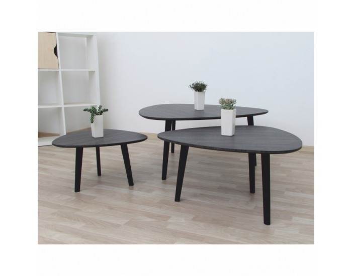 Konferenčný stolík (3 ks) Ladon - sivá / čierna