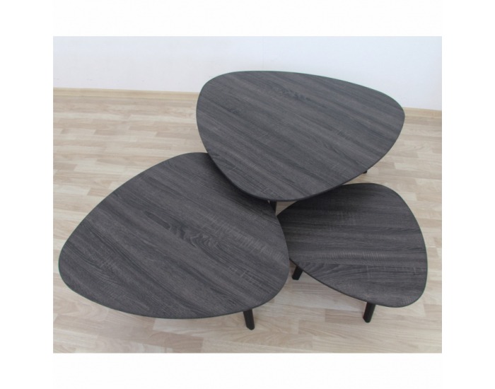 Konferenčný stolík (3 ks) Ladon - sivá / čierna