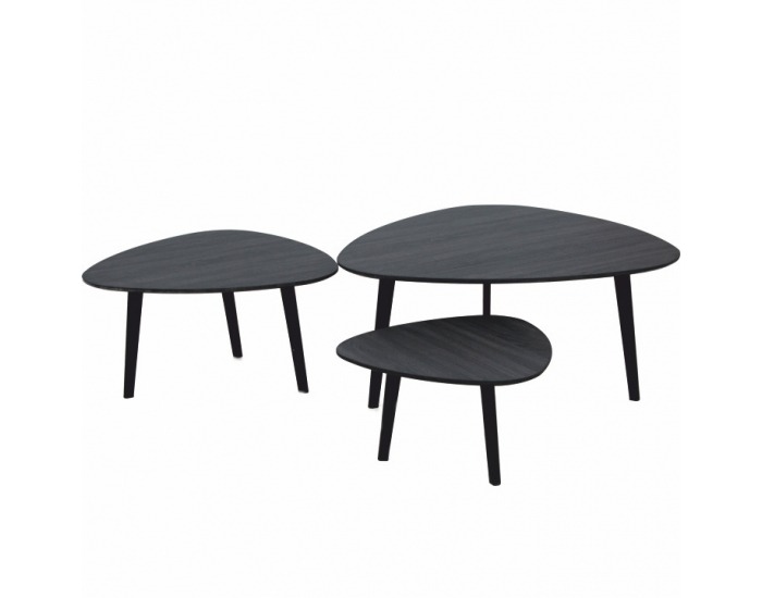 Konferenčný stolík (3 ks) Ladon - sivá / čierna