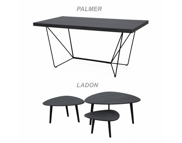 Konferenčný stolík (3 ks) Ladon - sivá / čierna