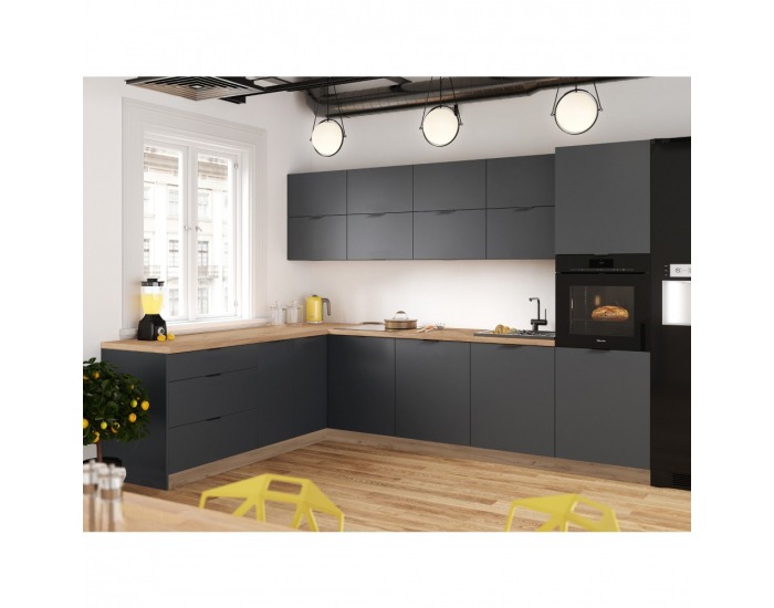Rohová univerzálna kuchynská linka Laft 300x220 - grafit / dub craft