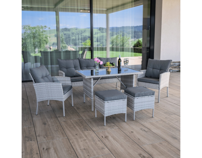 Záhradný nábytok z umelého ratanu Lalen - svetlosivá