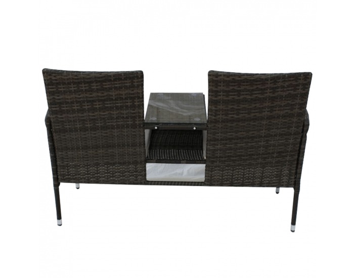 Záhradná dvojsedačka z umelého ratanu so stolíkom Lalit - sivá