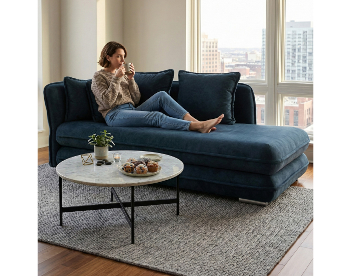 Leňoška s úložným priestorom Lamba L - modrá