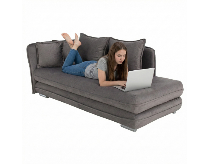 Leňoška s úložným priestorom Lamba L - sivá