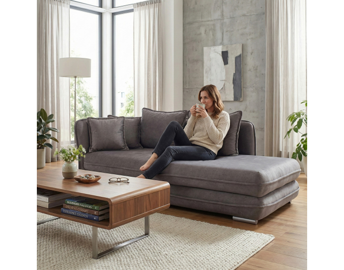 Leňoška s úložným priestorom Lamba L - sivá