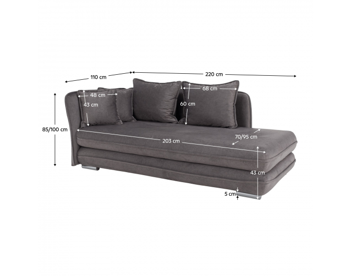 Leňoška s úložným priestorom Lamba L - sivá