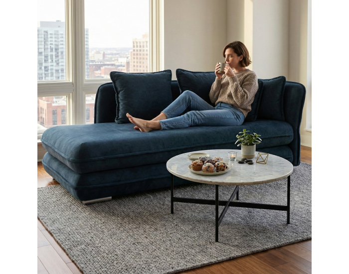 Leňoška s úložným priestorom Lamba P - modrá