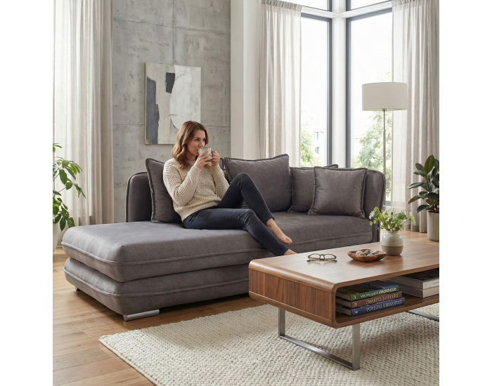 Leňoška s úložným priestorom Lamba P - sivá