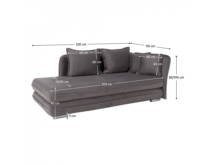 Leňoška s úložným priestorom Lamba P - sivá