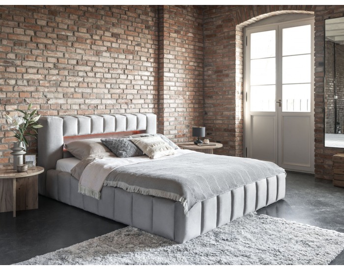 Čalúnená manželská posteľ s roštom Lamia DUP 140 - sivá