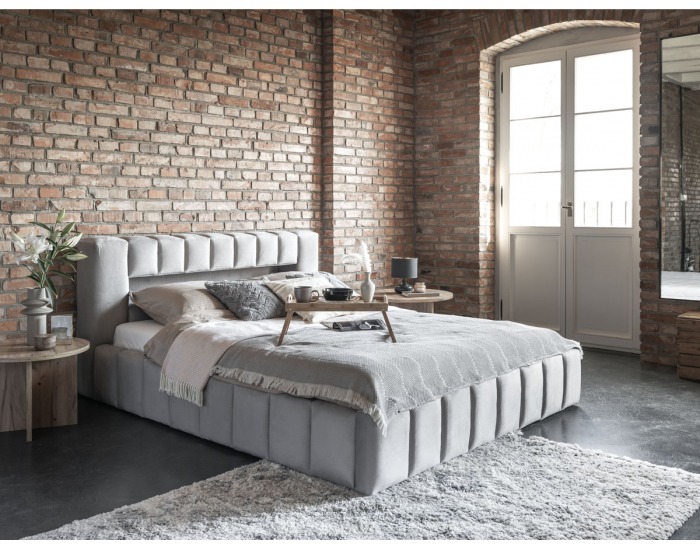 Čalúnená manželská posteľ s roštom Lamia DUP 140 - sivá