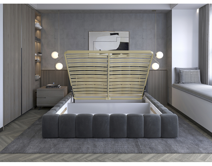 Čalúnená manželská posteľ s roštom Lamia DUP 160 - sivá
