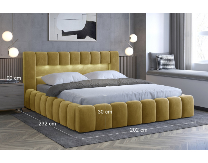 Čalúnená manželská posteľ s roštom Lamia DUP 180 - zlatá