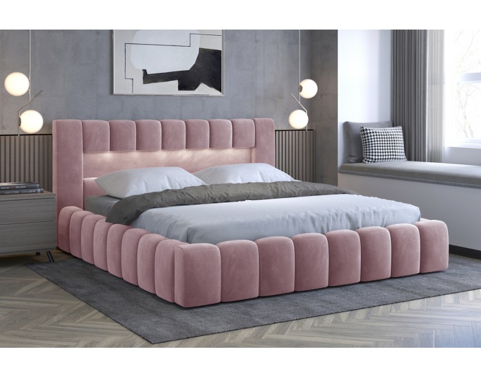 Čalúnená manželská posteľ s roštom Lamia KUP 140 - bordová