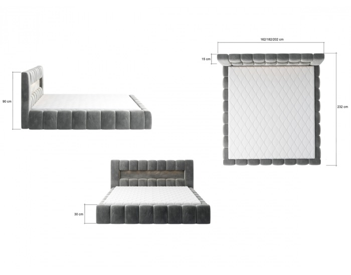 Čalúnená manželská posteľ s roštom Lamia KUP 140 - bordová