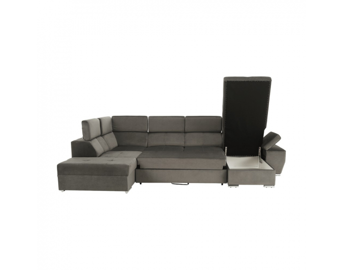 Rohová sedačka U s rozkladom a úložným priestorom Lamora U L - sivohnedá (taupe)
