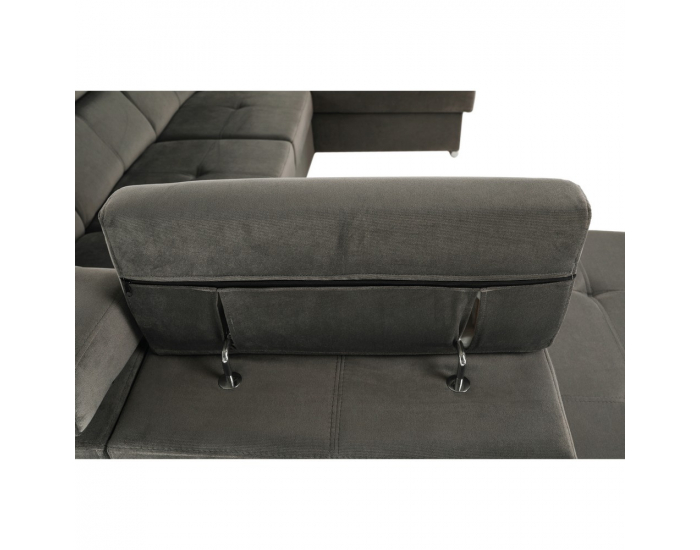 Rohová sedačka U s rozkladom a úložným priestorom Lamora U L - sivohnedá (taupe)