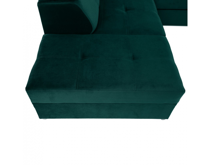 Rohová sedačka U s rozkladom a úložným priestorom Lamora U L - smaragdová