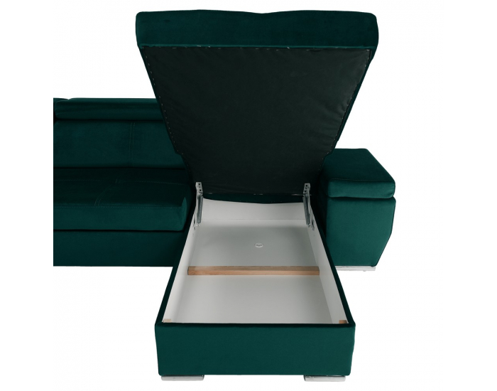 Rohová sedačka U s rozkladom a úložným priestorom Lamora U L - smaragdová