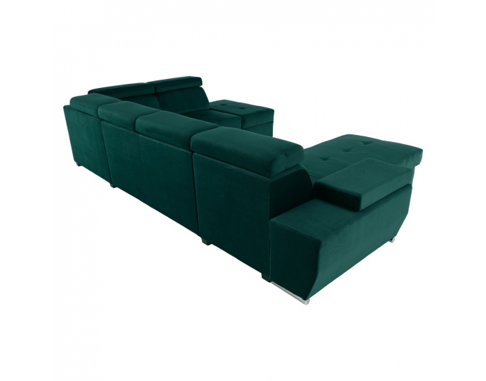 Rohová sedačka U s rozkladom a úložným priestorom Lamora U P - smaragdová