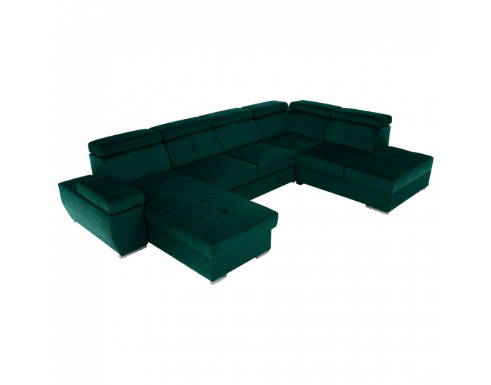 Rohová sedačka U s rozkladom a úložným priestorom Lamora U P - smaragdová