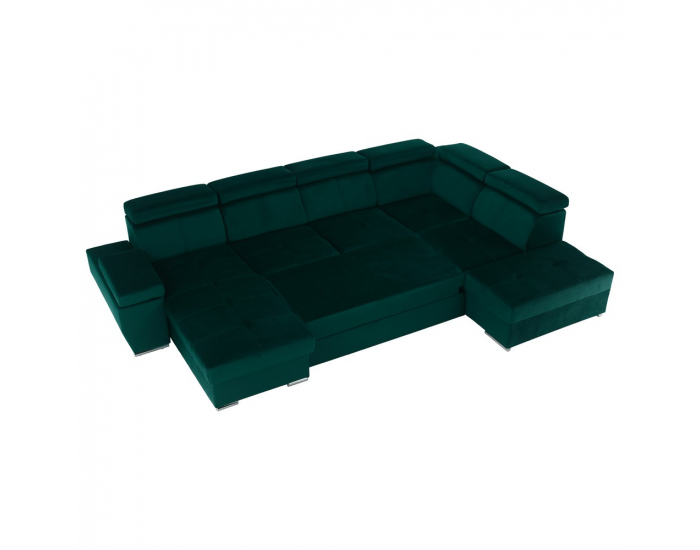 Rohová sedačka U s rozkladom a úložným priestorom Lamora U P - smaragdová