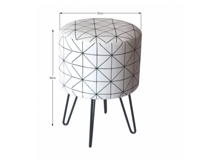 Taburetka Lana - biela / čierna potlač / čierna
