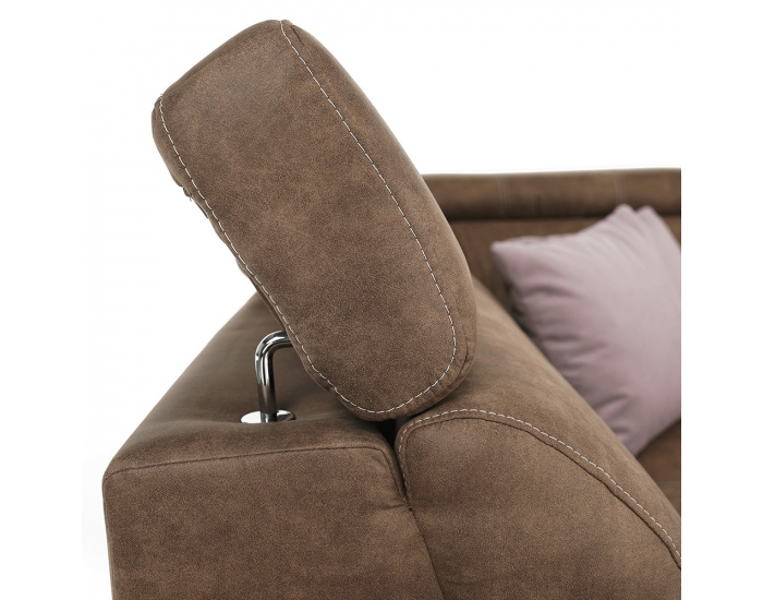 Rohová sedačka s rozkladom a úložným priestorom Lanza L - hnedá / svetlofialová