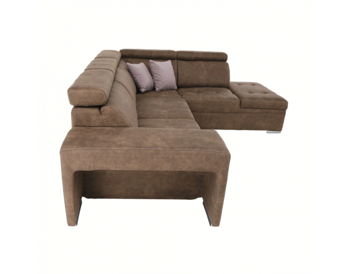 Rohová sedačka s rozkladom a úložným priestorom Lanza P - hnedá / svetlofialová