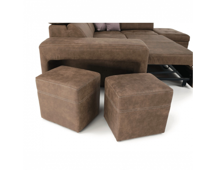 Rohová sedačka s rozkladom a úložným priestorom Lanza P - hnedá / svetlofialová