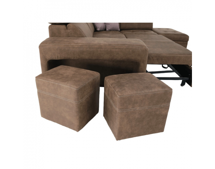 Rohová sedačka s rozkladom a úložným priestorom Lanza P - hnedá / svetlofialová