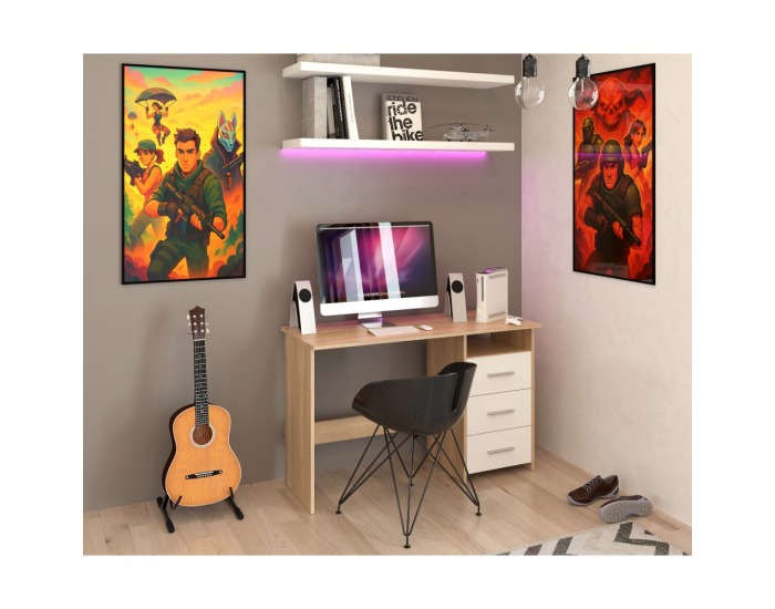 Univerzálny PC stolík Laristote New L/P - dub sonoma / biela