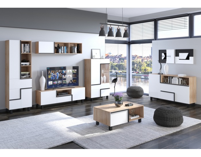 Vitrína Lars LAR-12 - sonoma svetlá / biela