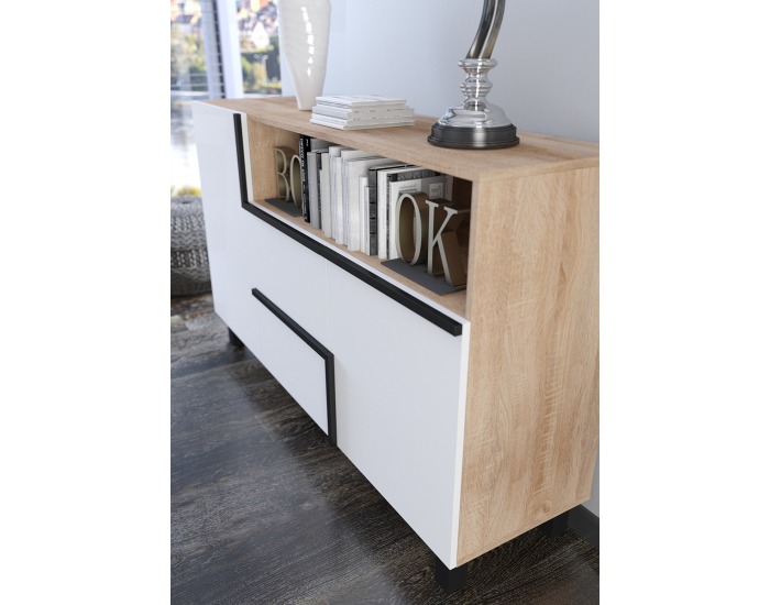 Komoda Lars LAR-02 - sonoma svetlá / biela