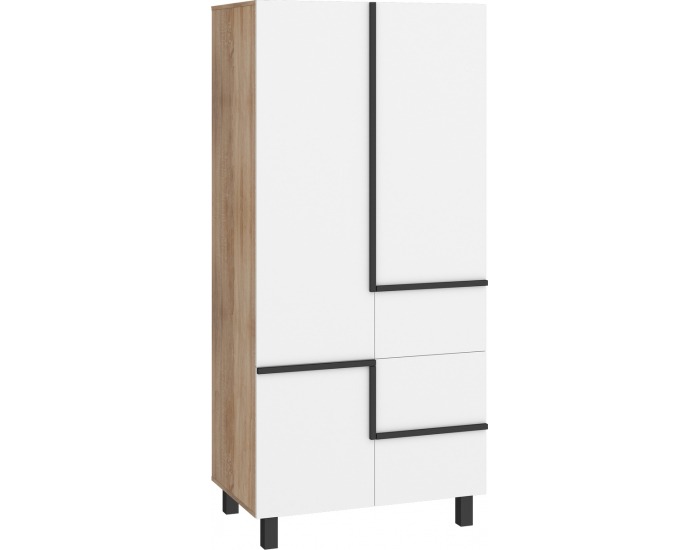 Šatníková skriňa Lars LAR-10 4D - sonoma svetlá / biela