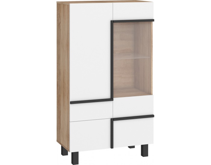 Vitrína Lars LAR-12 - sonoma svetlá / biela