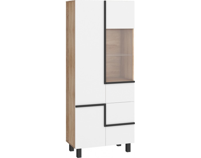 Vitrína Lars LAR-13 - sonoma svetlá / biela