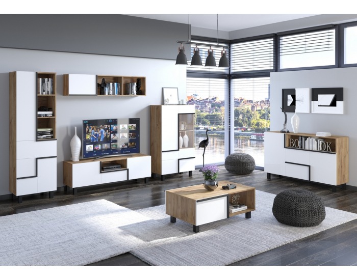 Obývacia izba Lars - craft zlatý / biela