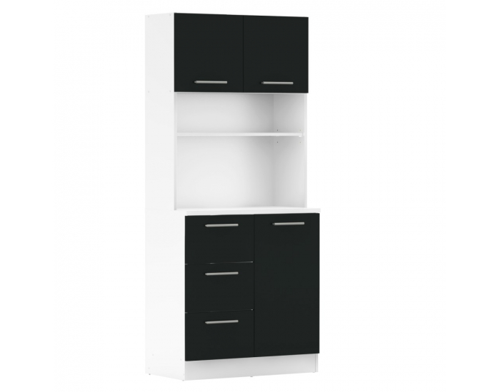 Trojdverový kredenc Laset New - biela / čierna