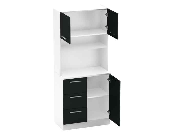 Trojdverový kredenc Laset New - biela / čierna