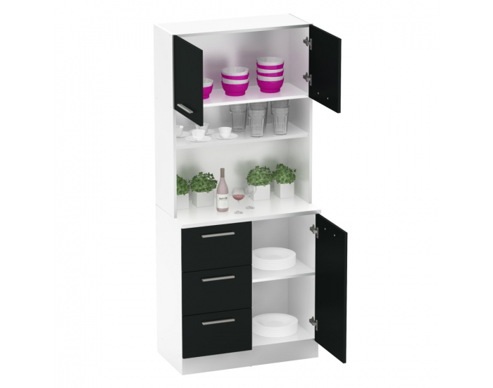 Trojdverový kredenc Laset New - biela / čierna