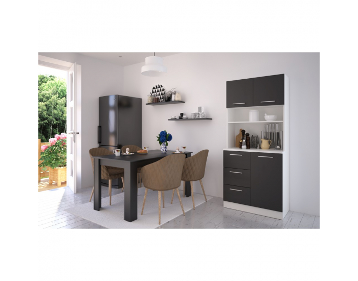 Trojdverový kredenc Laset New - biela / čierna