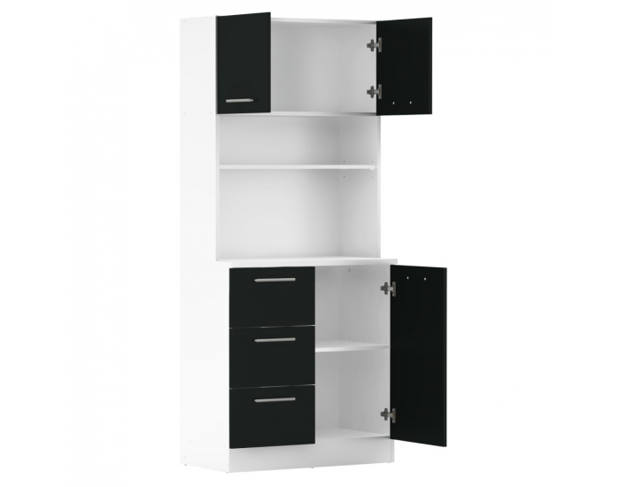 Trojdverový kredenc Laset New - biela / čierna